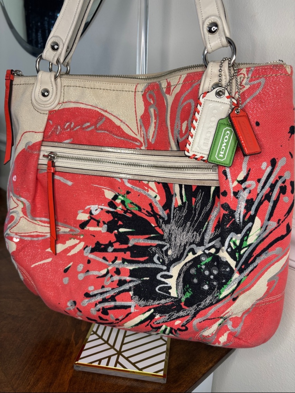 COACH POPPY Signature Coral Placed Flower Glam Limited Edition Tote Bag - Picture 14 of 15